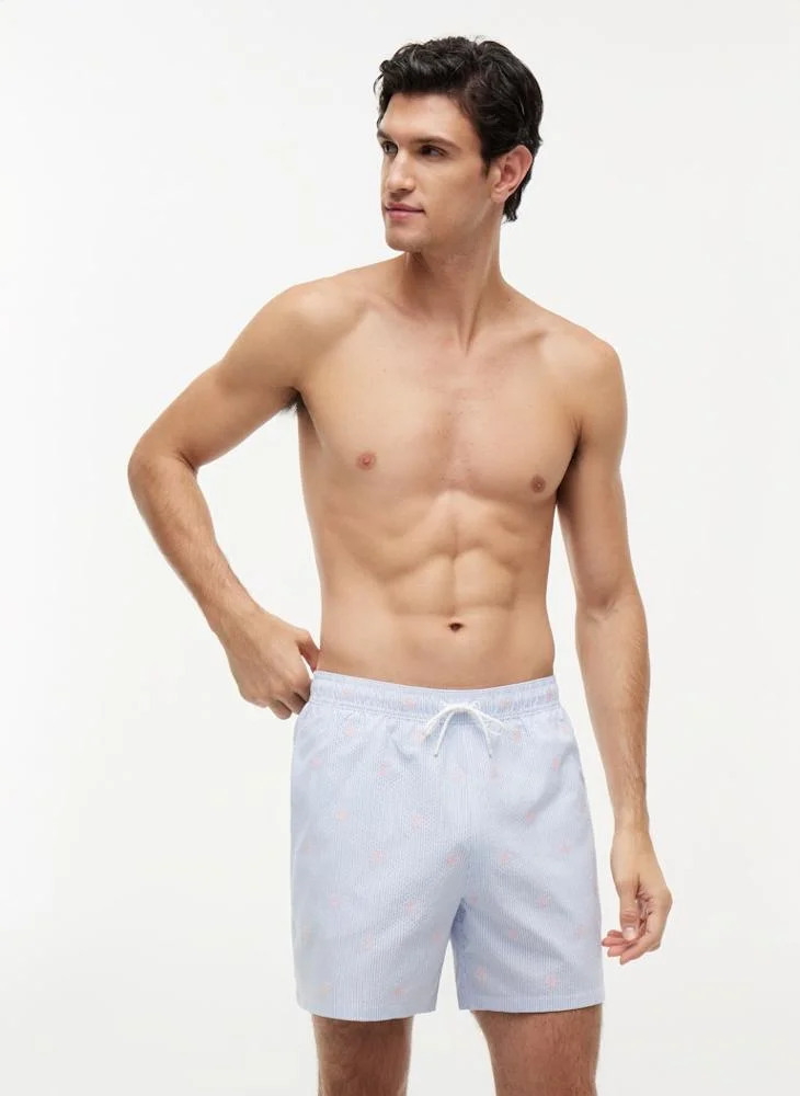 Ithaca Embroidery Mid Length Swim Shorts